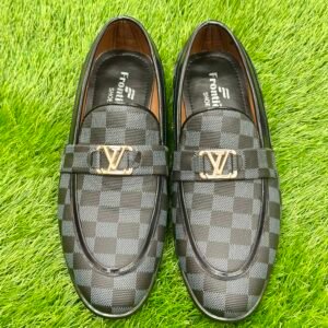 LV Black/Grey Checkered Loafers